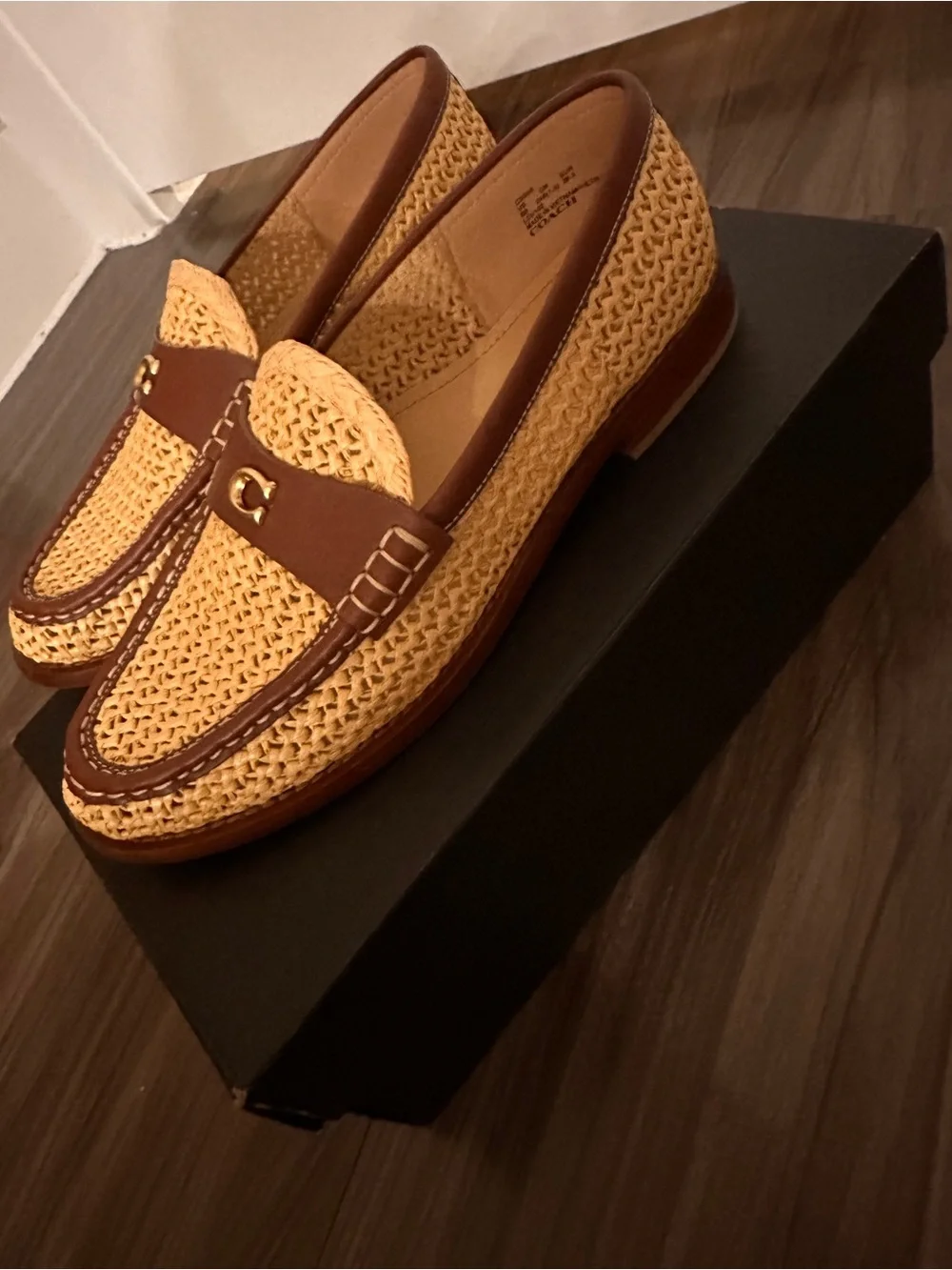 Coach Women’s Woven Loafers in Tan and Brown